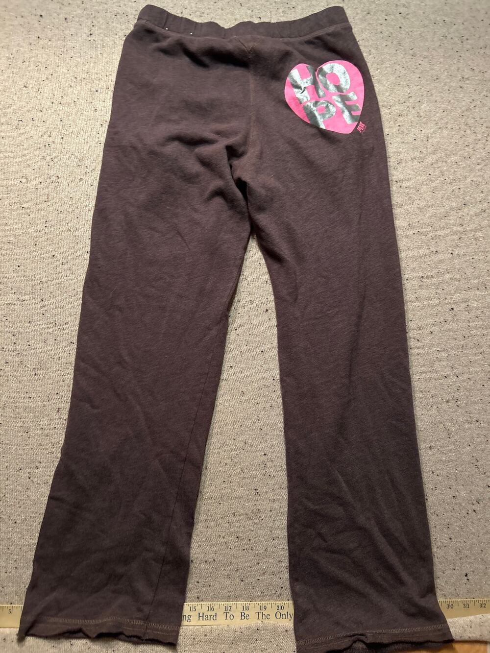 VTG Pink Victoria's Secret Hope Heart Wide Leg XS Joggers with Pockets Brown